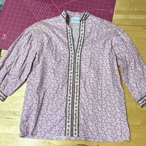 Vintage Martha of Taos Original Blouse Boho Hippie Ribbon Trim Small